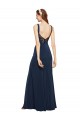 Low Back Stretch Crepe Round Neck Long Sleeveless Prom Dress / Bridesmaid Dress Norwich