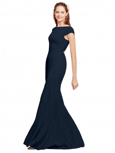 Open Back Stretch Crepe Boat Neck Long Sleeveless Formal Evening Gown / Prom Dress / Bridesmaid Dress Norwich