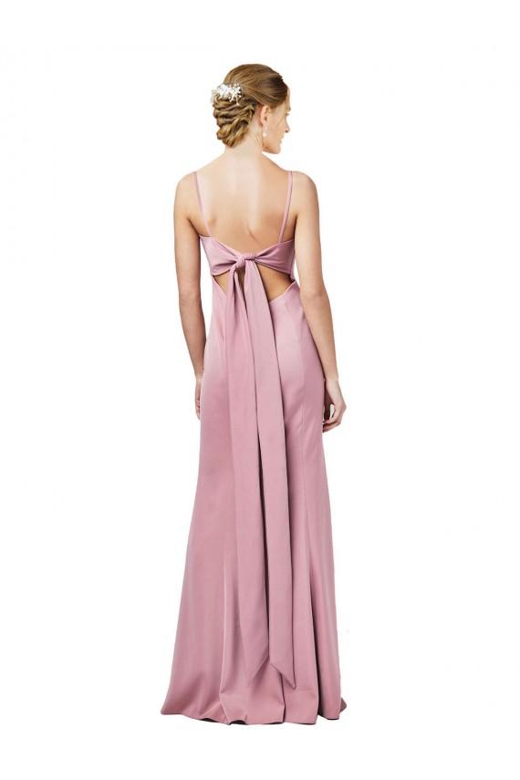 Low Back Black Stretch Crepe Spaghetti Straps Long Sleeveless Formal Evening Gown / Prom Dress / Bridesmaid Dress Norwich
