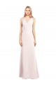 Keyhole Back Pink Stretch Crepe V-Neck Long Sleeveless Semi Formal Evening Dress / Prom Dress / Bridesmaid Dress Norwich