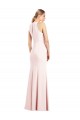 Keyhole Back Pink Stretch Crepe V-Neck Long Sleeveless Semi Formal Evening Dress / Prom Dress / Bridesmaid Dress Norwich