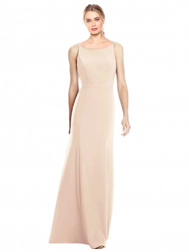 Open Back Nude Stretch Crepe Bateau Neck Long Sleeveless Semi Formal Evening Dress / Prom Dress / Bridesmaid Dress Norwich