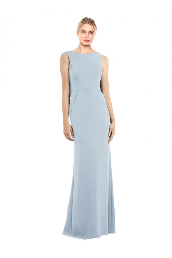 Backless Stretch Crepe Bateau Neck Long Sleeveless Semi Formal Evening Dress / Prom Dress / Bridesmaid Dress Norwich