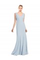 Low Back Stretch Crepe V-Neck Long Sleeveless Bridesmaid Dress / Formal Dress Norwich
