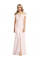 Pink Stretch Crepe Off the Shoulder Long Sleeveless Bridesmaid Dress / Evening Dress Norwich