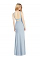 Open Back Light Sky Blue Stretch Crepe Halter Neck Long Sleeveless Formal Evening Gown / Bridesmaid Dress Norwich