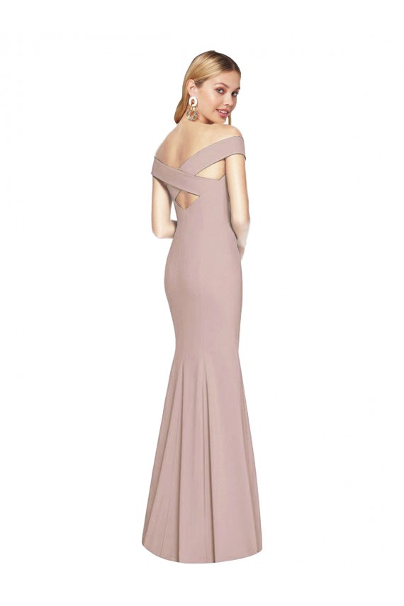 Open Back Stretch Crepe Off the Shoulder Long Sleeveless Semi Formal Evening Dress / Prom Dress / Bridesmaid Dress Norwich