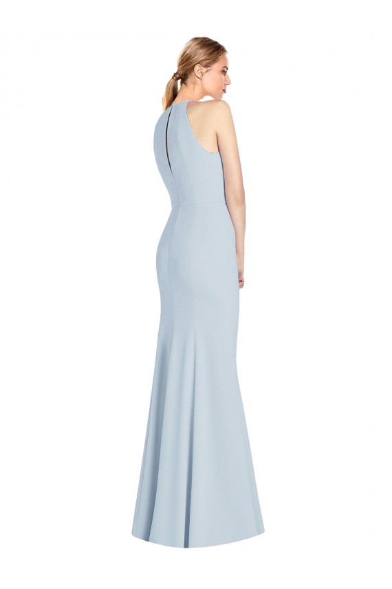 Keyhole Back Stretch Crepe Halter Neck Long Sleeveless Semi Formal Evening Dress / Prom Dress / Bridesmaid Dress Norwich