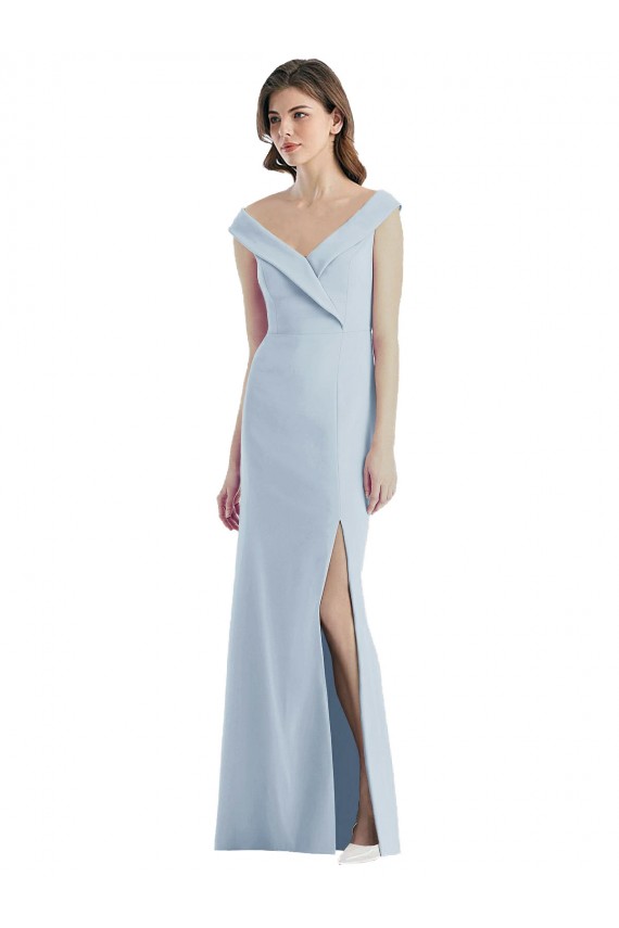 Stretch Crepe Off the Shoulder Long Sleeveless Black Tie Evening Gown / Bridesmaid Dress Norwich