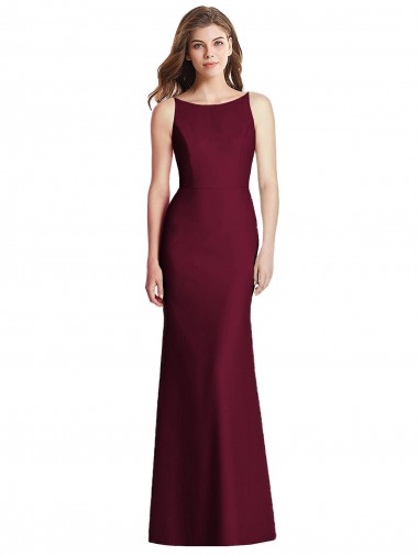 Open Back Stretch Crepe Bateau Neck Long Sleeveless Semi Formal Evening Dress / Bridesmaid Dress Norwich