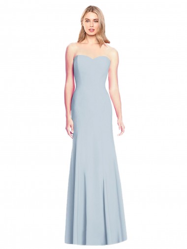 Low Back Light Sky Blue Stretch Crepe Sweetheart Long Sleeveless Formal Dress / Bridesmaid Dress Norwich