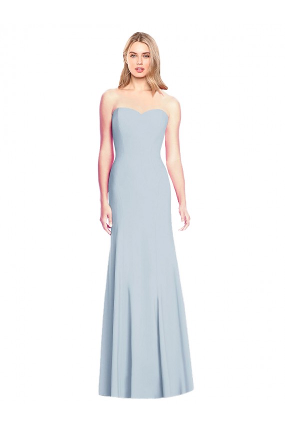 Low Back Light Sky Blue Stretch Crepe Sweetheart Long Sleeveless Formal Dress / Bridesmaid Dress Norwich