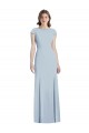 Open Back Light Sky Blue Stretch Crepe Bateau Neck Long Cap Sleeves Formal Dress / Bridesmaid Dress Norwich