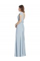 Open Back Light Sky Blue Stretch Crepe Bateau Neck Long Cap Sleeves Formal Dress / Bridesmaid Dress Norwich