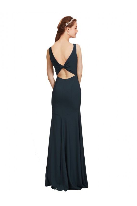 Open Back Stretch Crepe Bateau Neck Long Sleeveless Prom Dress / Bridesmaid Dress Norwich