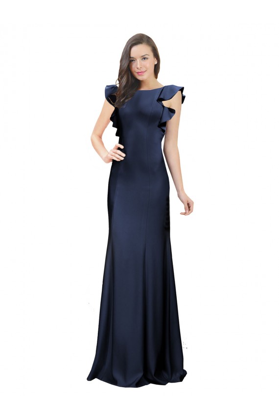 Keyhole Back Stretch Crepe Bateau Neck Long Sleeveless Prom Dress / Bridesmaid Dress Norwich