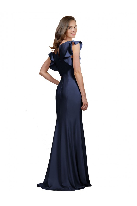 Keyhole Back Stretch Crepe Bateau Neck Long Sleeveless Prom Dress / Bridesmaid Dress Norwich
