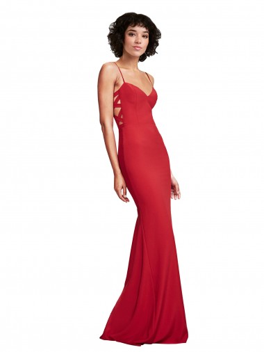 Stretch Crepe Spaghetti Straps Long Sleeveless Bridesmaid Dress / Evening Dress Norwich