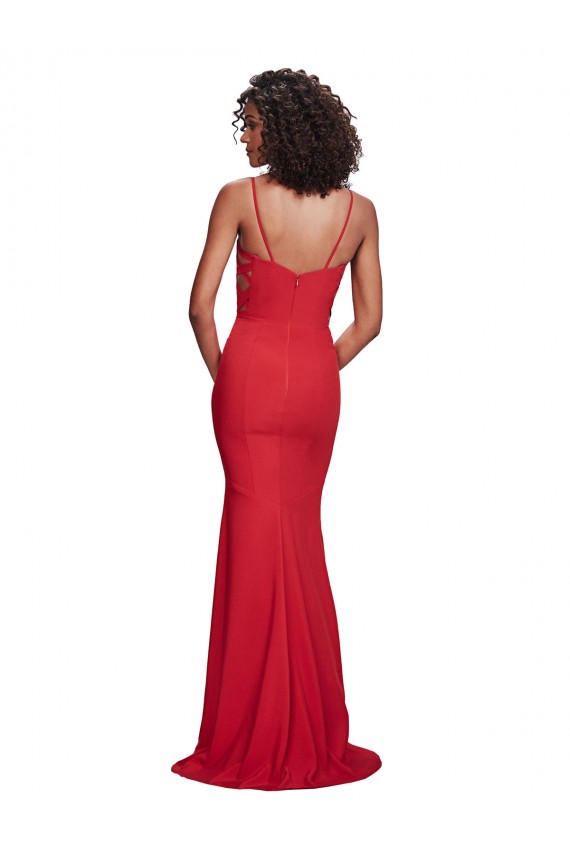 Stretch Crepe Spaghetti Straps Long Sleeveless Bridesmaid Dress / Evening Dress Norwich