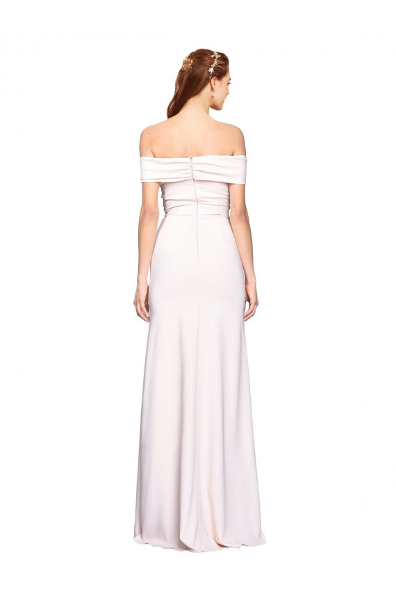 White Stretch Crepe Off the Shoulder Long Sleeveless Formal Dress / Bridesmaid Dress Norwich
