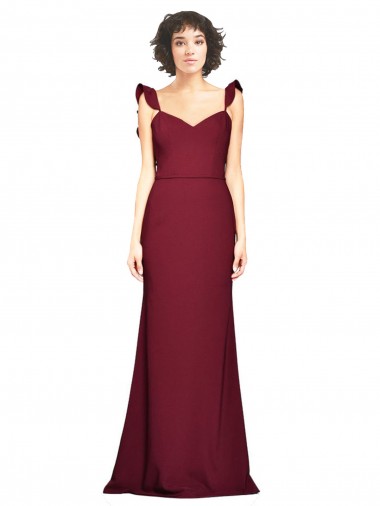 Burgundy Stretch Crepe Strapless Long Sleeveless Prom Dress / Bridesmaid Dress Norwich