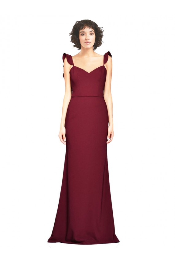 Burgundy Stretch Crepe Strapless Long Sleeveless Prom Dress / Bridesmaid Dress Norwich