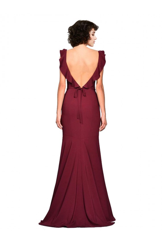 Burgundy Stretch Crepe Strapless Long Sleeveless Prom Dress / Bridesmaid Dress Norwich