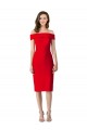 Red Stretch Crepe Off the Shoulder Cocktail Length Sleeveless Formal Evening Gown / Prom Dress / Bridesmaid Dress Norwich