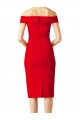 Red Stretch Crepe Off the Shoulder Cocktail Length Sleeveless Formal Evening Gown / Prom Dress / Bridesmaid Dress Norwich
