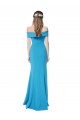 Peacock Blue Stretch Crepe Off the Shoulder Long Sleeveless Formal Dress / Bridesmaid Dress Norwich
