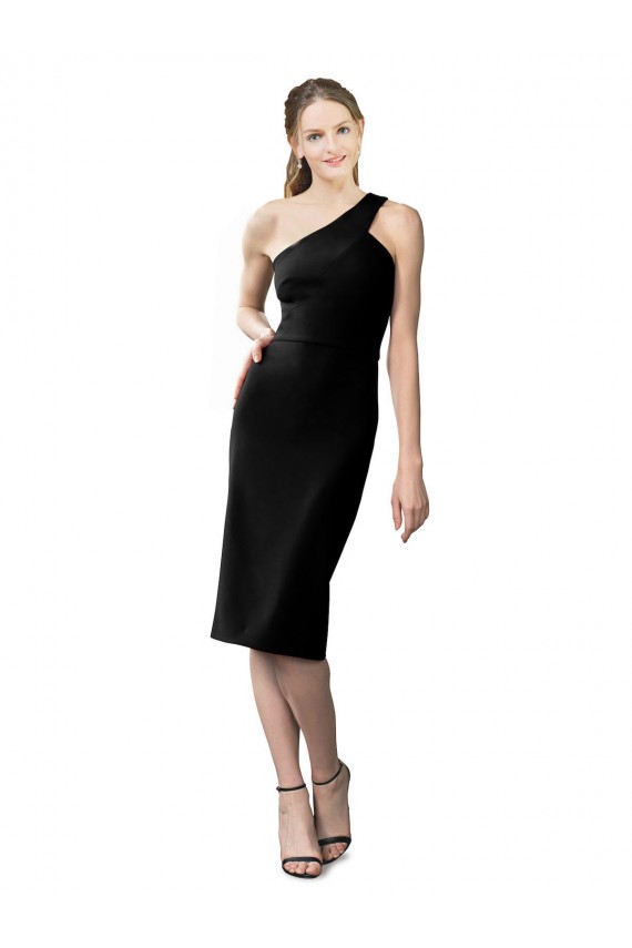 Stretch Crepe One Shoulder Cocktail Length Sleeveless Formal Evening Gown / Prom Dress / Bridesmaid Dress Norwich