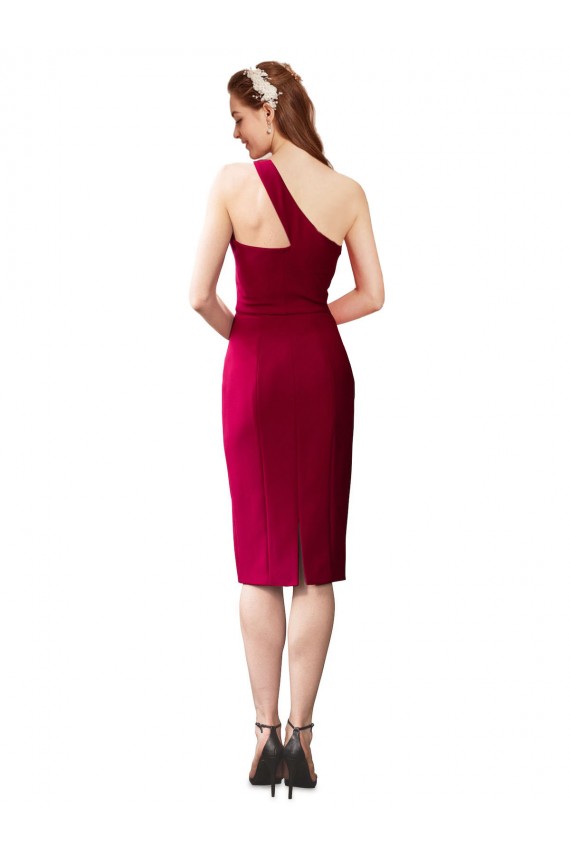 Stretch Crepe One Shoulder Cocktail Length Sleeveless Formal Evening Gown / Prom Dress / Bridesmaid Dress Norwich