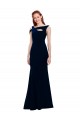 Dark Navy Stretch Crepe Off the Shoulder Long Sleeveless Formal Evening Gown / Prom Dress / Bridesmaid Dress Norwich