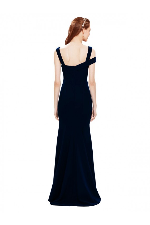 Dark Navy Stretch Crepe Off the Shoulder Long Sleeveless Formal Evening Gown / Prom Dress / Bridesmaid Dress Norwich