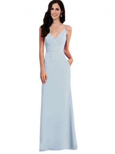 V-Back Stretch Crepe Spaghetti Straps Long Sleeveless Formal Dress / Bridesmaid Dress Norwich