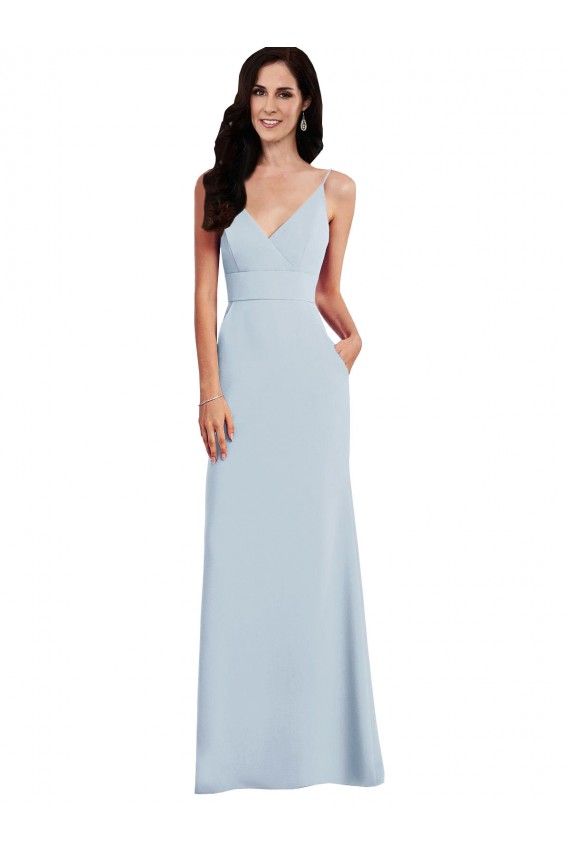 V-Back Stretch Crepe Spaghetti Straps Long Sleeveless Formal Dress / Bridesmaid Dress Norwich