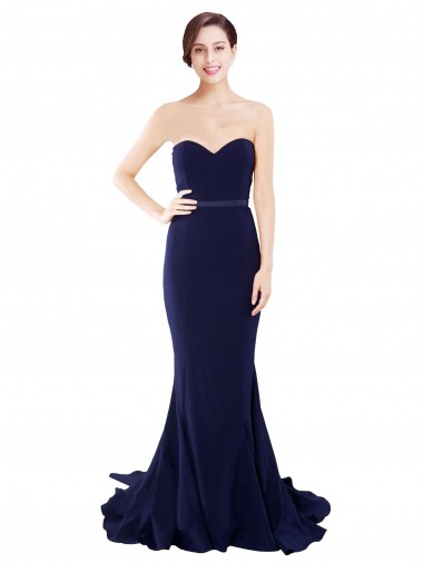 Low Back Stretch Crepe Sweetheart Sweep Train Sleeveless Semi Formal Evening Dress / Prom Dress / Bridesmaid Dress Norwich