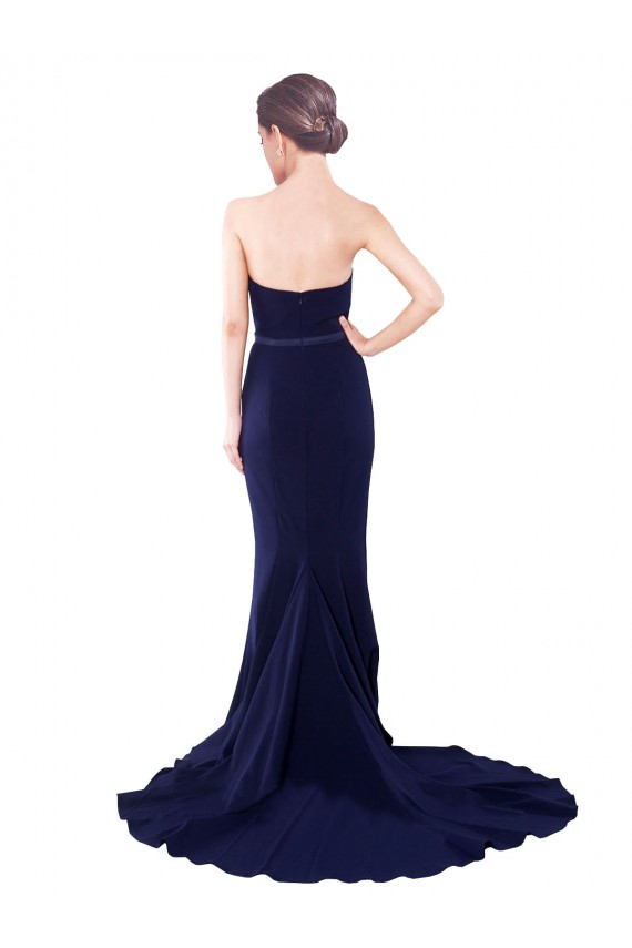 Low Back Stretch Crepe Sweetheart Sweep Train Sleeveless Semi Formal Evening Dress / Prom Dress / Bridesmaid Dress Norwich