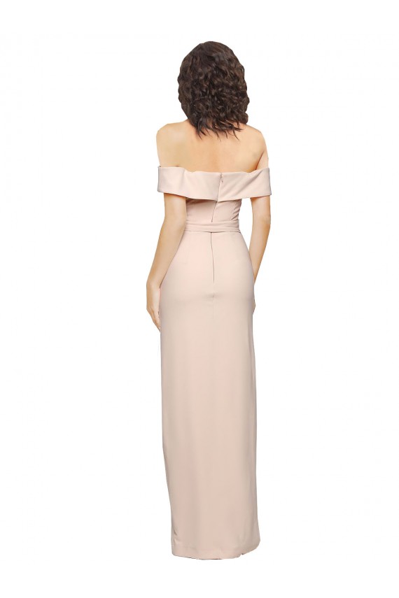 Low Back Nude Stretch Crepe Off the Shoulder Long Sleeveless Formal Evening Gown / Prom Dress / Bridesmaid Dress Norwich
