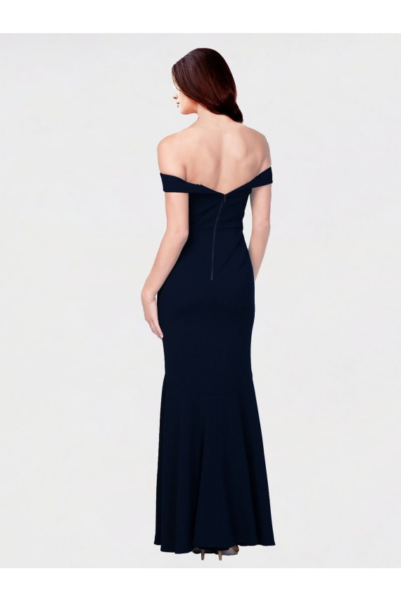 Low Back Stretch Crepe Off the Shoulder Long Sleeveless Formal Dress / Bridesmaid Dress Norwich