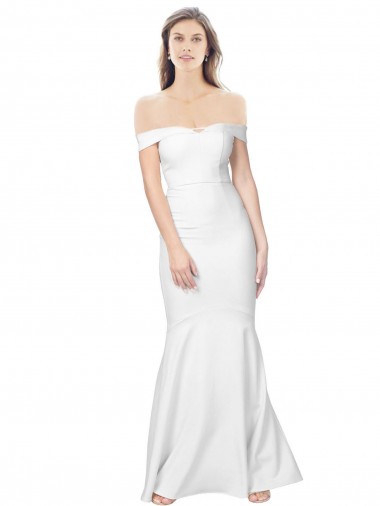 Low Back Stretch Crepe Off the Shoulder Long Sleeveless Formal Dress / Bridesmaid Dress Norwich