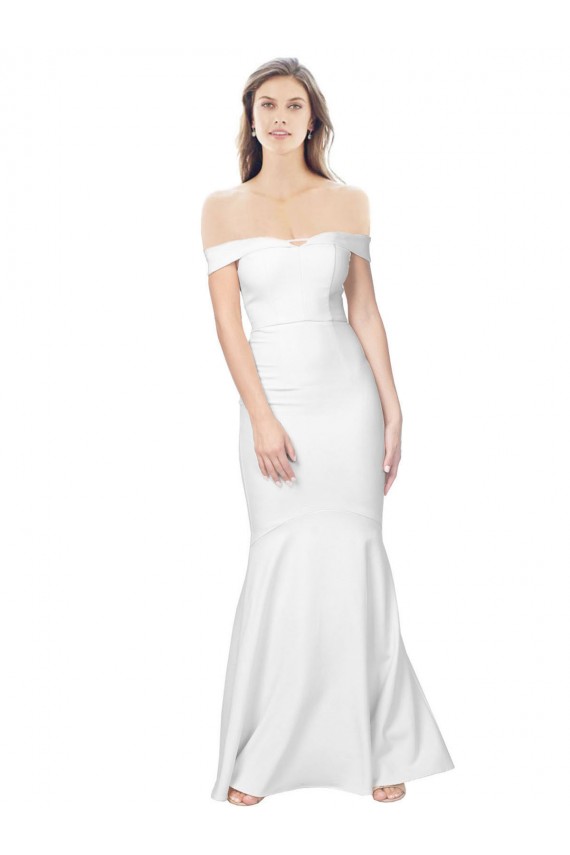 Low Back Stretch Crepe Off the Shoulder Long Sleeveless Formal Dress / Bridesmaid Dress Norwich