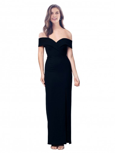 Black Stretch Crepe Off the Shoulder Long Sleeveless Formal Dress / Bridesmaid Dress Norwich