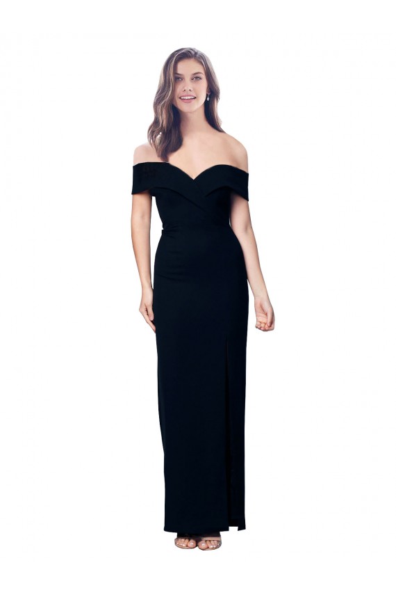 Black Stretch Crepe Off the Shoulder Long Sleeveless Formal Dress / Bridesmaid Dress Norwich