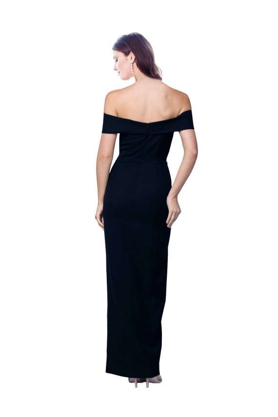 Black Stretch Crepe Off the Shoulder Long Sleeveless Formal Dress / Bridesmaid Dress Norwich