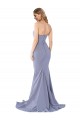 Low Back Smoke Blue Stretch Crepe Sweetheart Long Sleeveless Formal Evening Gown / Prom Dress / Bridesmaid Dress Norwich