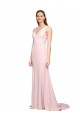 V-Back Stretch Crepe V-Neck Sweep Train Sleeveless Black Tie Evening Dress / Prom Dress / Bridesmaid Dress Norwich