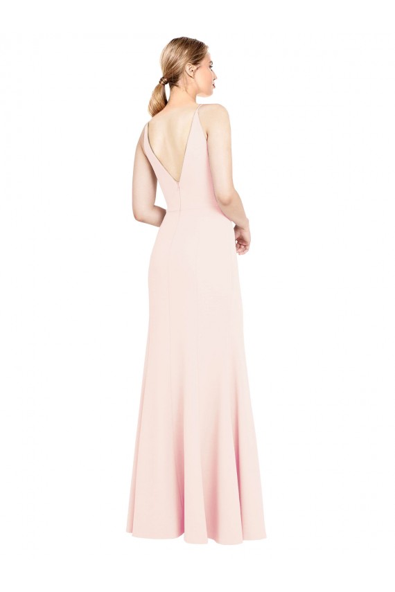 V-Back A-Line Stretch Crepe V-Neck Long Sleeveless Formal Evening Gown / Prom Dress / Bridesmaid Dress Norwich