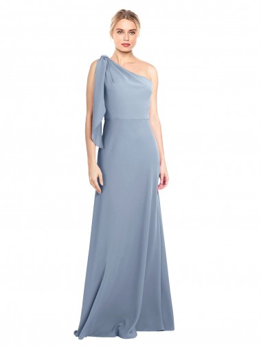 Stretch Crepe One Shoulder Long Flutter Sleeves Formal Dress / Bridesmaid Dress Norwich