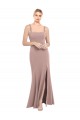 Dusty Pink Stretch Crepe Square Neck Long Sleeveless Prom Dress / Bridesmaid Dress Norwich